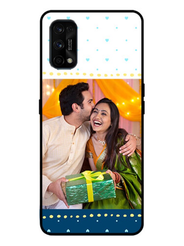 Custom Realme 7 Pro Custom Metal Phone Case - White And Blue Abstract Design