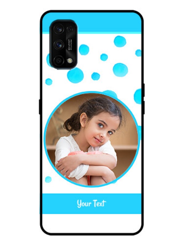 Custom Realme 7 Pro Custom Metal Phone Case - Blue Bubbles Pattern Design