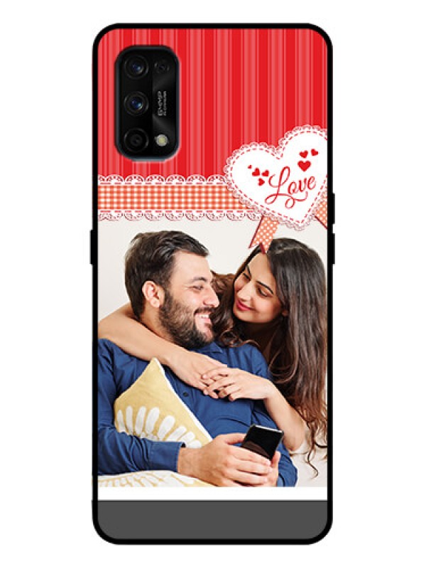 Custom Realme 7 Pro Custom Metal Phone Case - Red Love Pattern Design
