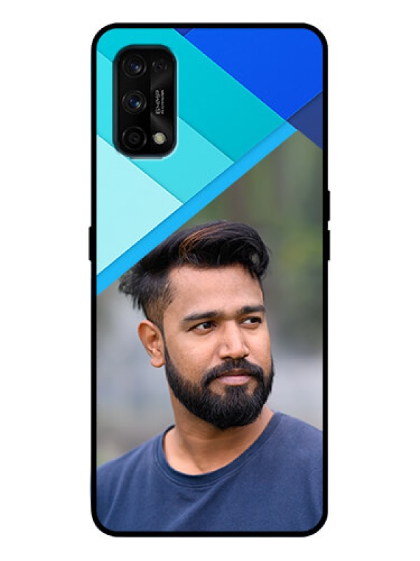 Custom Realme 7 Pro Custom Metal Phone Case - Blue Pattern Design