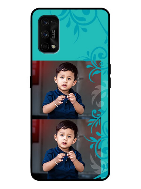 Custom Realme 7 Pro Custom Metal Phone Case - With Photo And Green Floral Design