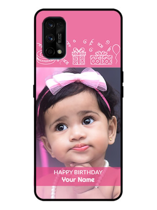 Custom Realme 7 Pro Custom Metal Phone Case - With Birthday Line Art Design
