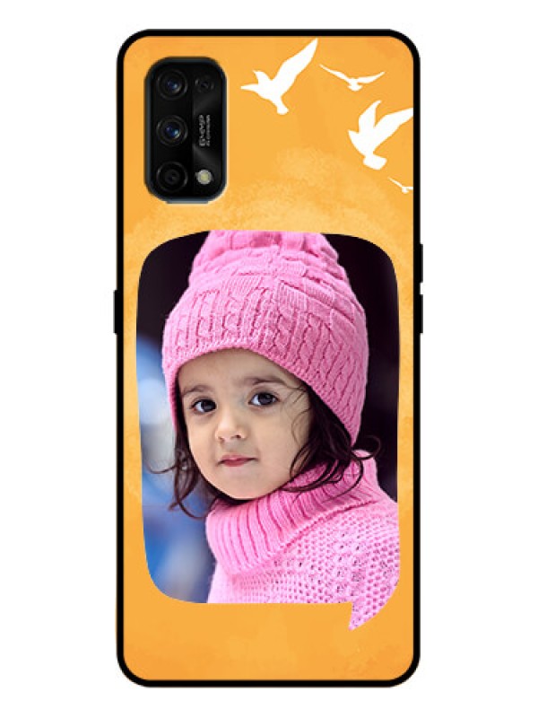 Custom Realme 7 Pro Custom Metal Phone Case - Water Color Design With Bird Icons