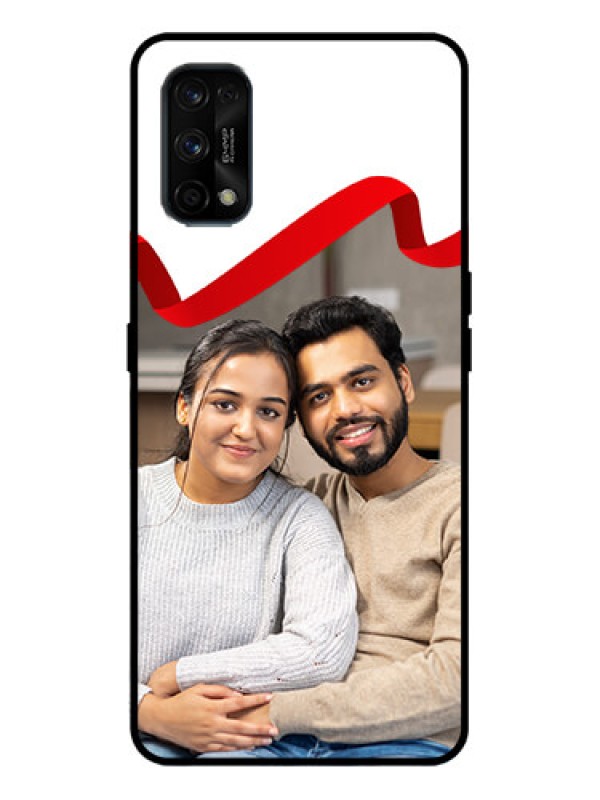Custom Realme 7 Pro Custom Metal Phone Case - Red Ribbon Frame Design