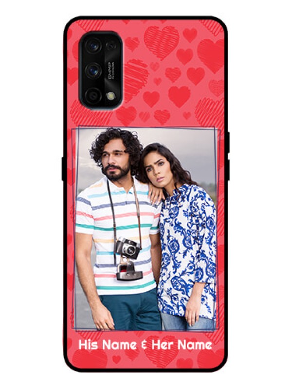 Custom Realme 7 Pro Custom Metal Phone Case - With Red Heart Symbols Design