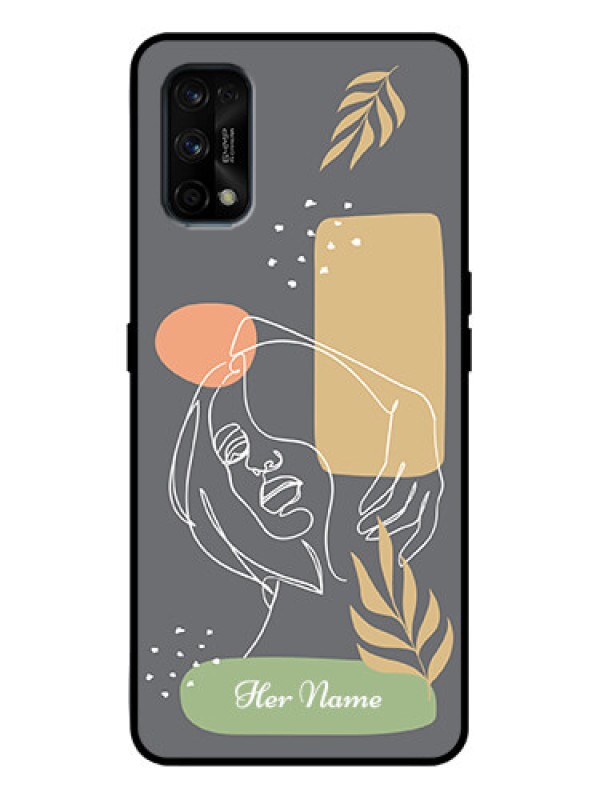 Custom Realme 7 Pro Custom Metal Phone Case - Gazing Woman Line Art Design
