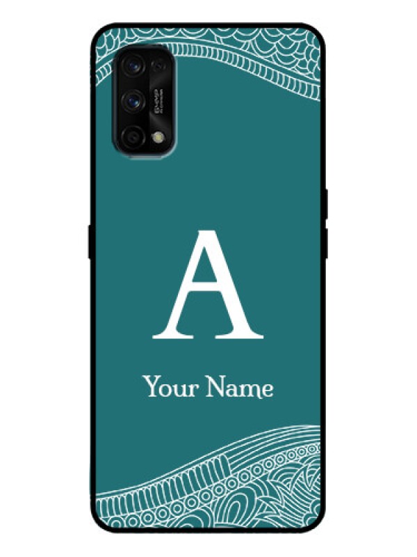 Custom Realme 7 Pro Custom Metal Phone Case - Line Art Pattern With Custom Name Design