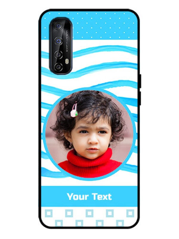 Custom Realme 7 Custom Metal Phone Case - Simple Blue Case Design