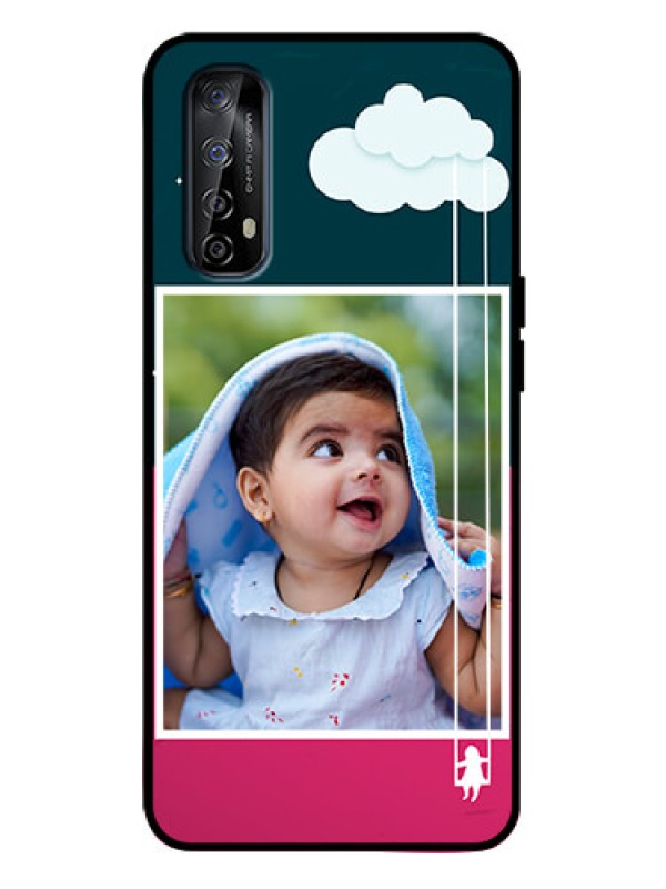 Custom Realme 7 Custom Metal Phone Case - Cute Girl With Cloud Design