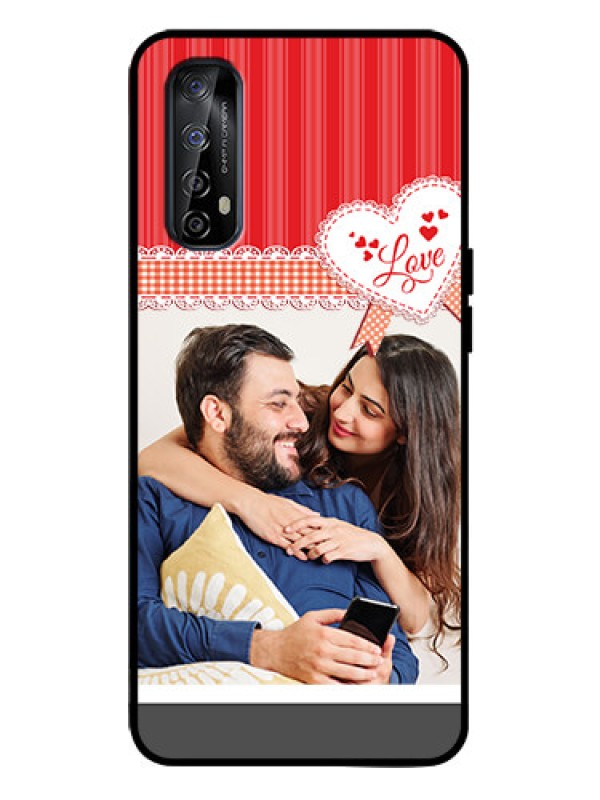 Custom Realme 7 Custom Metal Phone Case - Red Love Pattern Design