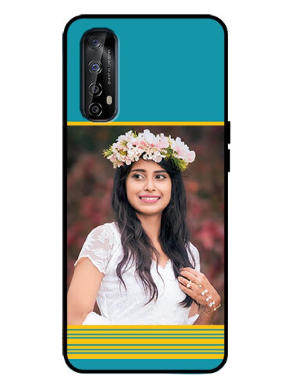 Custom Realme 7 Custom Metal Phone Case - Yellow and Blue Design