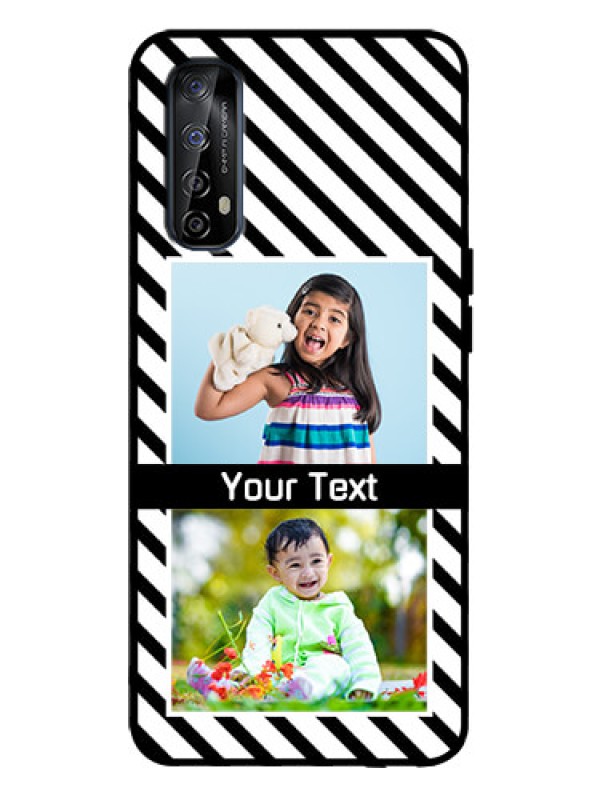 Custom Realme 7 Custom Metal Phone Case - Black And White Stripes Design