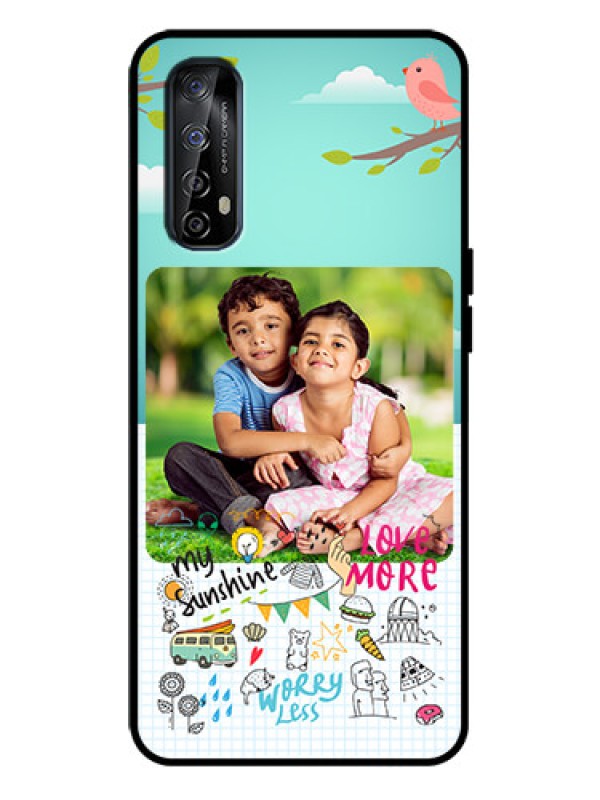 Custom Realme 7 Custom Metal Phone Case - Doodle Love Design