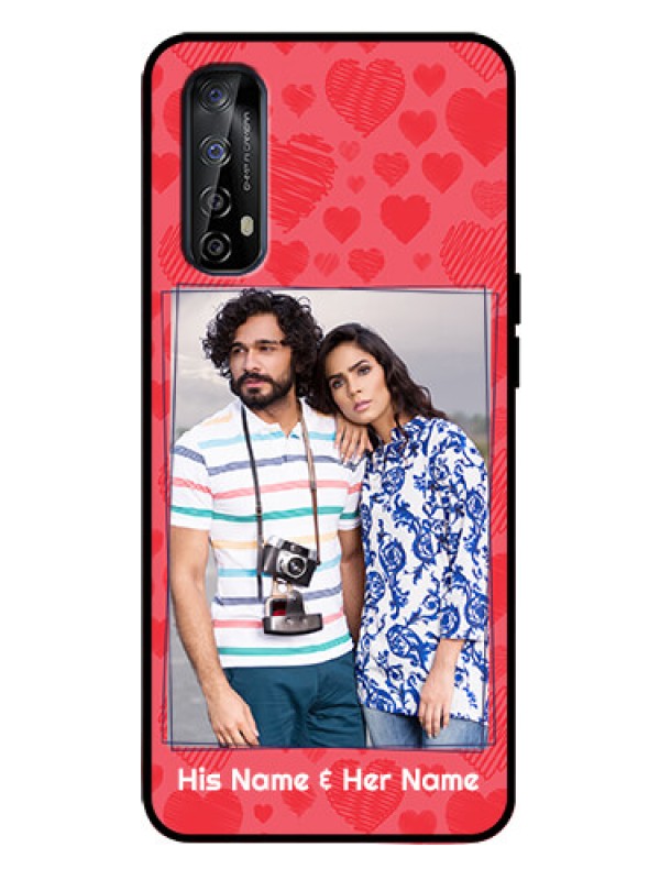 Custom Realme 7 Custom Metal Phone Case - With Red Heart Symbols Design