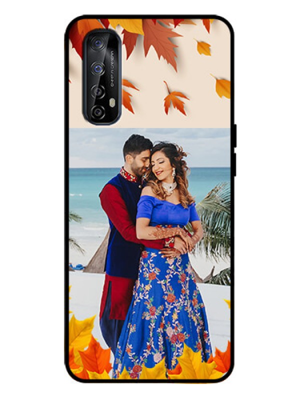 Custom Realme 7 Custom Metal Phone Case - Autumn Maple Leaves Design
