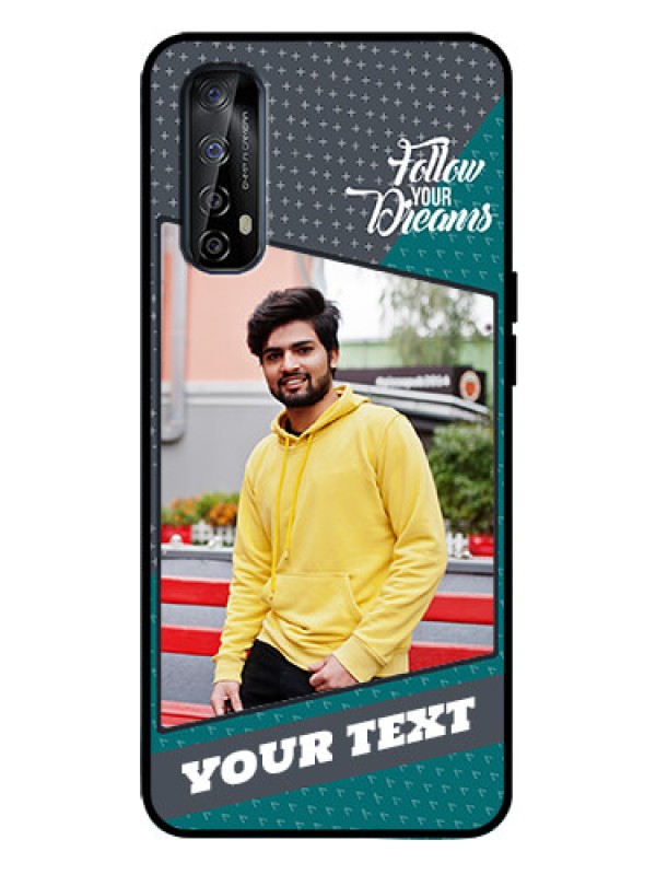 Custom Realme 7 Custom Metal Phone Case - Background Pattern Design With Quote