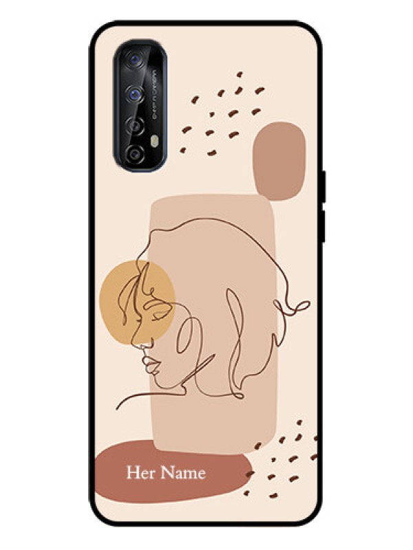 Custom Realme 7 Custom Metal Phone Case - Calm Woman Line Art Design
