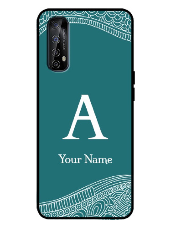Custom Realme 7 Custom Metal Phone Case - Line Art Pattern With Custom Name Design