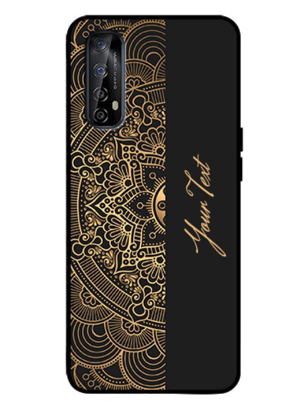 Custom Realme 7 Custom Metal Phone Case - Mandala Art With Custom Text Design