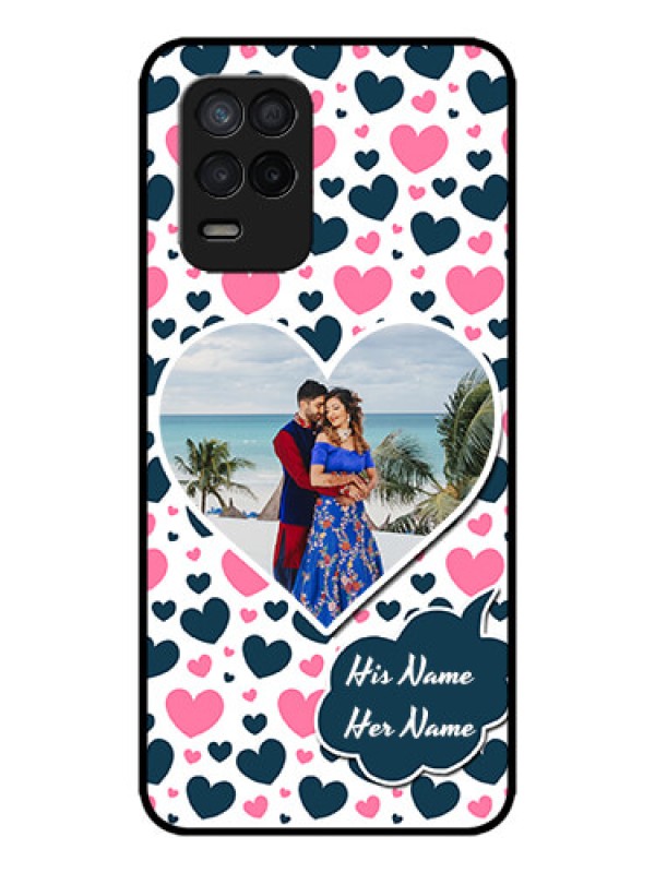 Custom Realme 8 5G Custom Metal Phone Case - Pink and Blue Heart Design