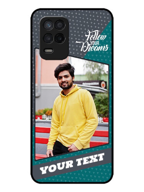 Custom Realme 8 5G Custom Metal Phone Case - Background Pattern Design With Quote