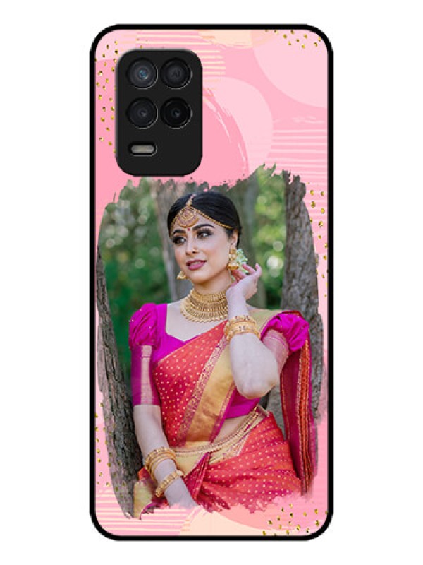 Custom Realme 8 5G Custom Metal Phone Case - Gold Glitter Splash Design