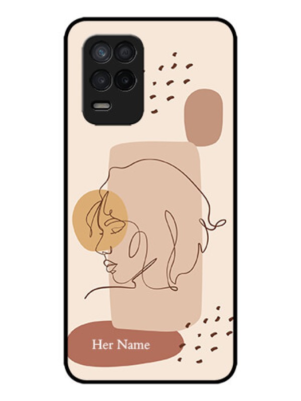 Custom Realme 8 5G Custom Metal Phone Case - Calm Woman Line Art Design