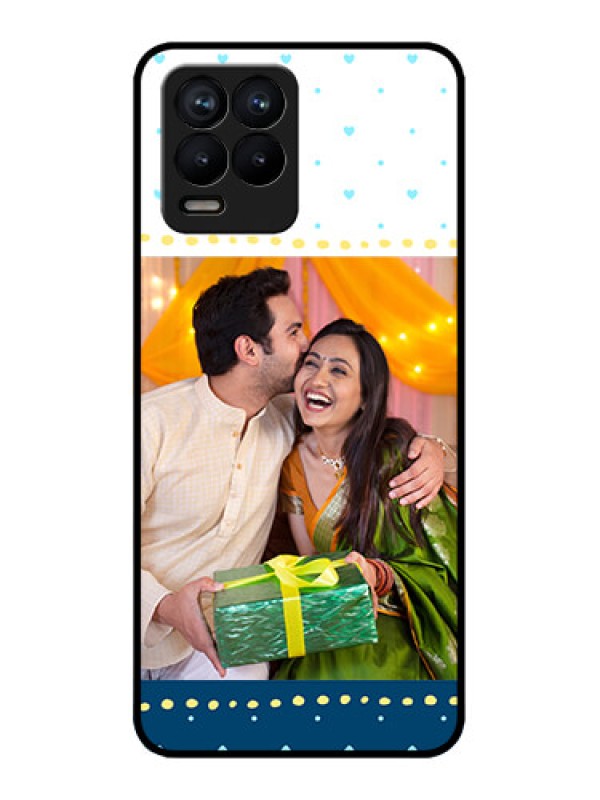 Custom Realme 8 Pro Custom Metal Phone Case - White And Blue Abstract Design