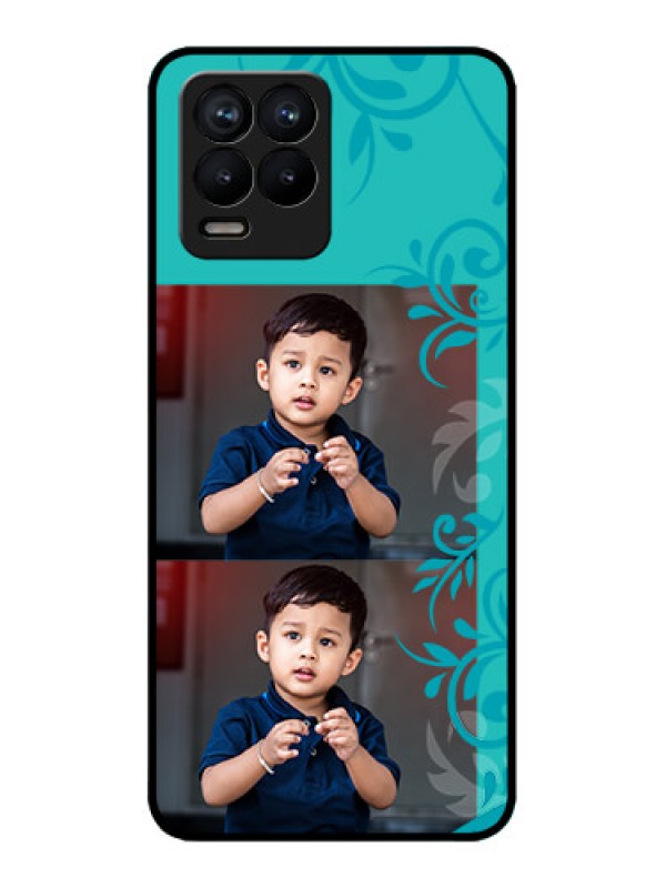 Custom Realme 8 Pro Custom Metal Phone Case - With Photo And Green Floral Design