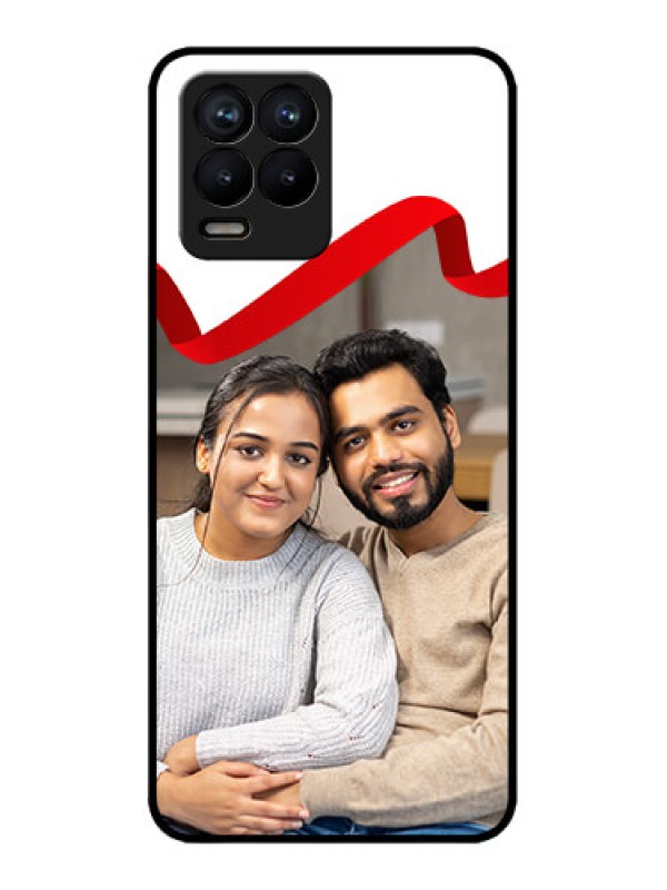 Custom Realme 8 Pro Custom Metal Phone Case - Red Ribbon Frame Design