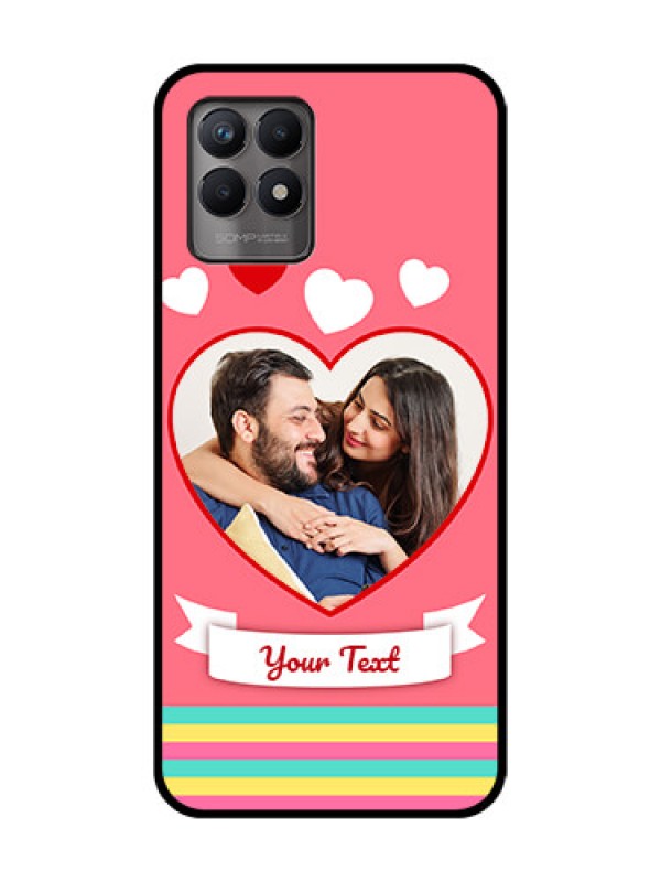 Custom Realme 8i Custom Metal Phone Case - Love Shapes Doodle Design