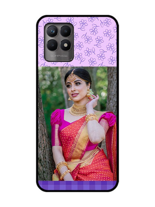 Custom Realme 8i Custom Metal Phone Case - Purple Floral Design