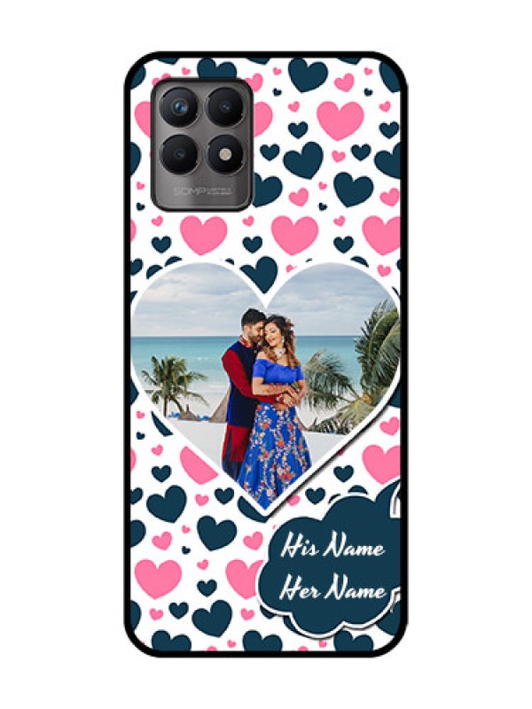 Custom Realme 8i Custom Metal Phone Case - Pink and Blue Heart Design