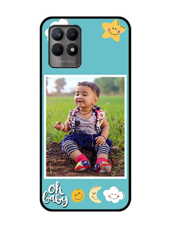 Custom Realme 8i Custom Metal Phone Case - Smiley Kids Stars Design