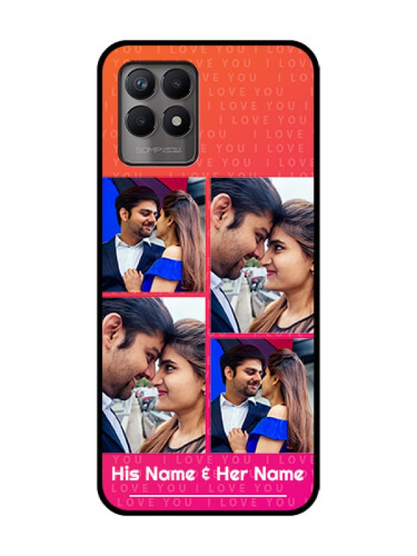 Custom Realme 8i Custom Metal Phone Case - I Love You Pink Design