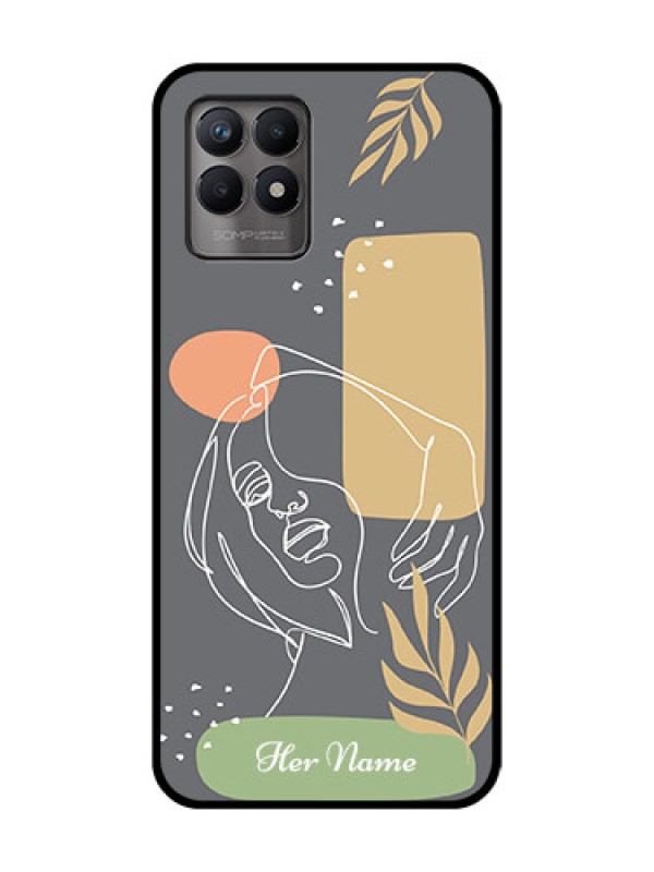Custom Realme 8i Custom Metal Phone Case - Gazing Woman Line Art Design