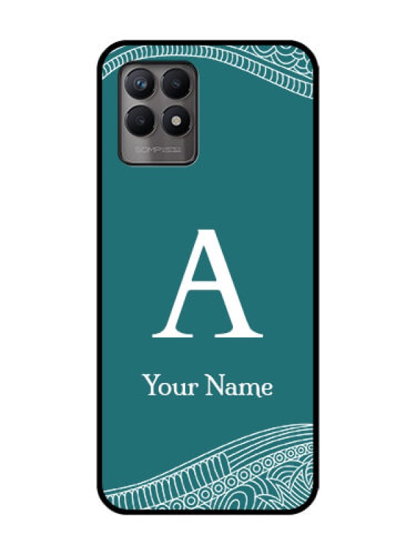 Custom Realme 8i Custom Metal Phone Case - Line Art Pattern With Custom Name Design