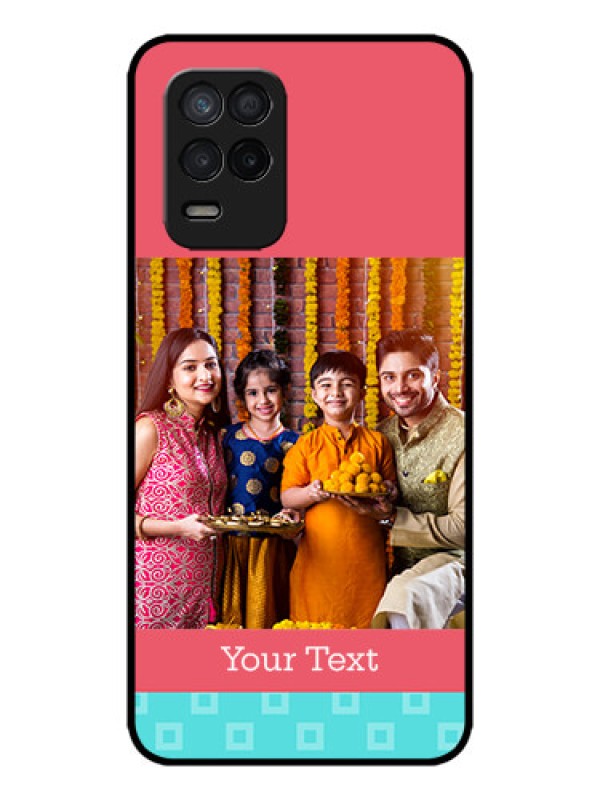 Custom Realme 8s 5G Custom Metal Phone Case - Peach and Blue Color Design