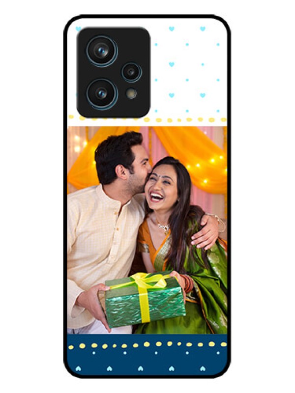 Custom Realme 9 4G Custom Metal Phone Case - White And Blue Abstract Design