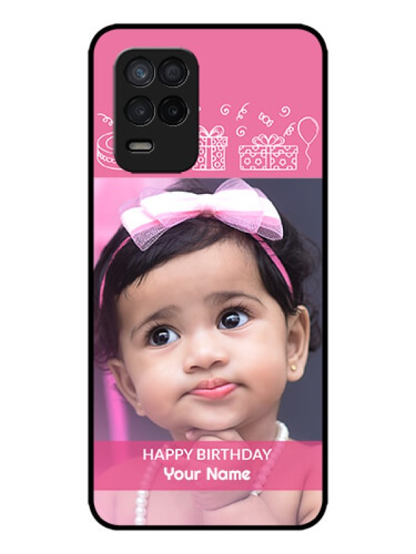 Custom Realme 9 5G Custom Metal Phone Case - With Birthday Line Art Design