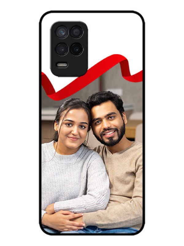 Custom Realme 9 5G Custom Metal Phone Case - Red Ribbon Frame Design