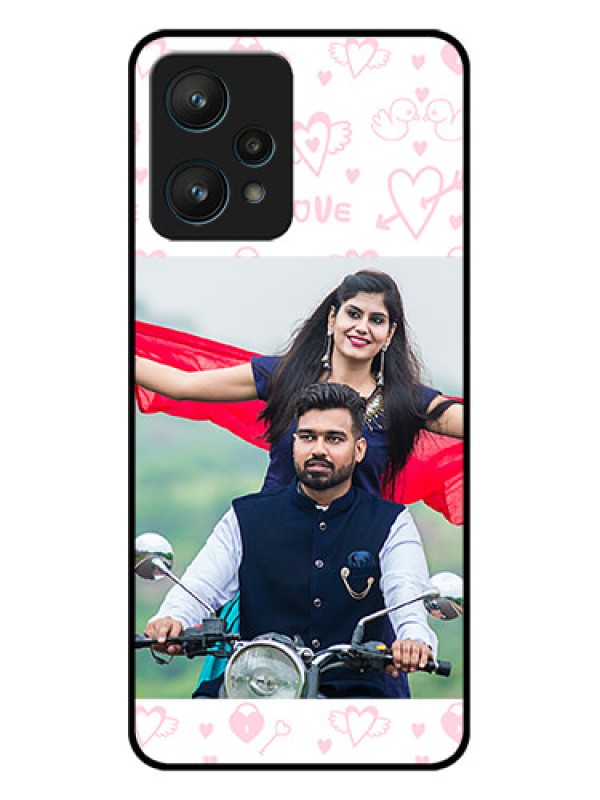 Custom Realme 9 Pro 5G Custom Metal Phone CasePink Flying Heart Design