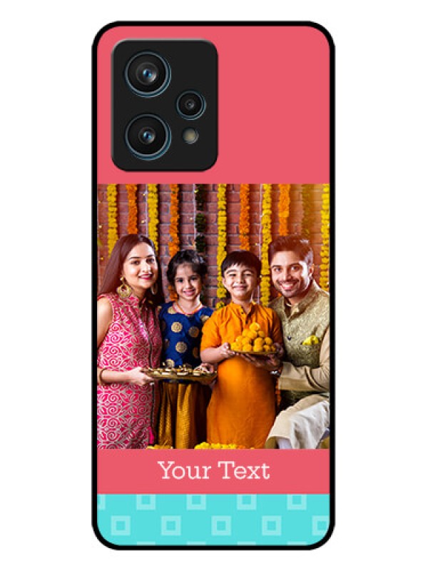 Custom Realme 9 Pro Plus 5G Custom Metal Phone CasePeach and Blue Color Design