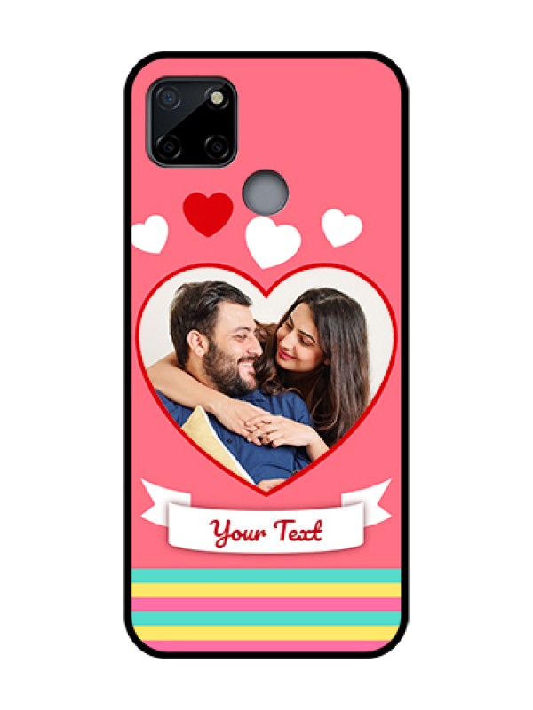 Custom Realme C12 Custom Metal Phone Case - Love Shapes Doodle Design
