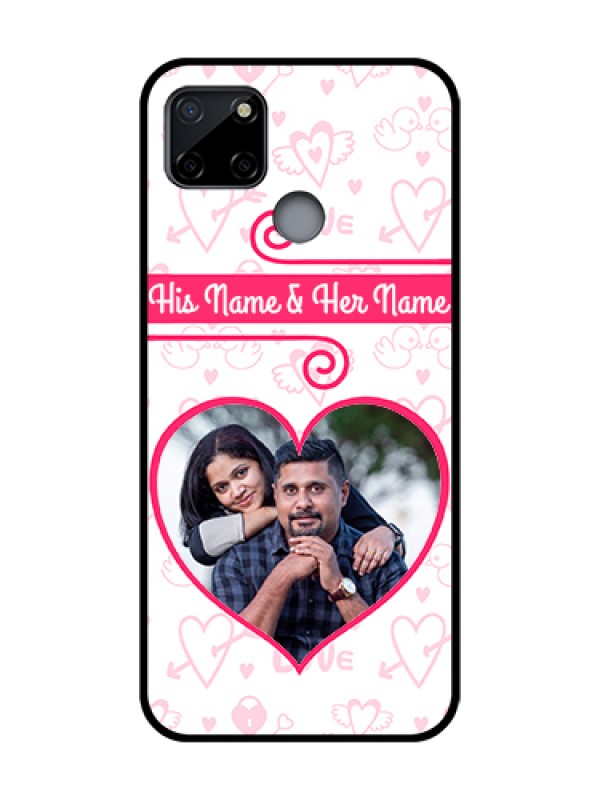 Custom Realme C12 Custom Metal Phone Case - Heart Shape Love Design