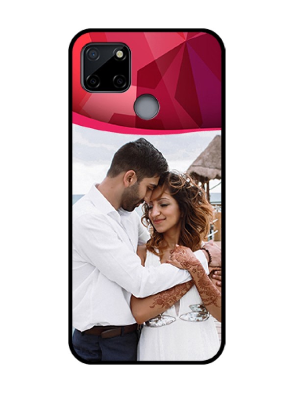 Custom Realme C12 Custom Metal Phone Case - Red Abstract Design