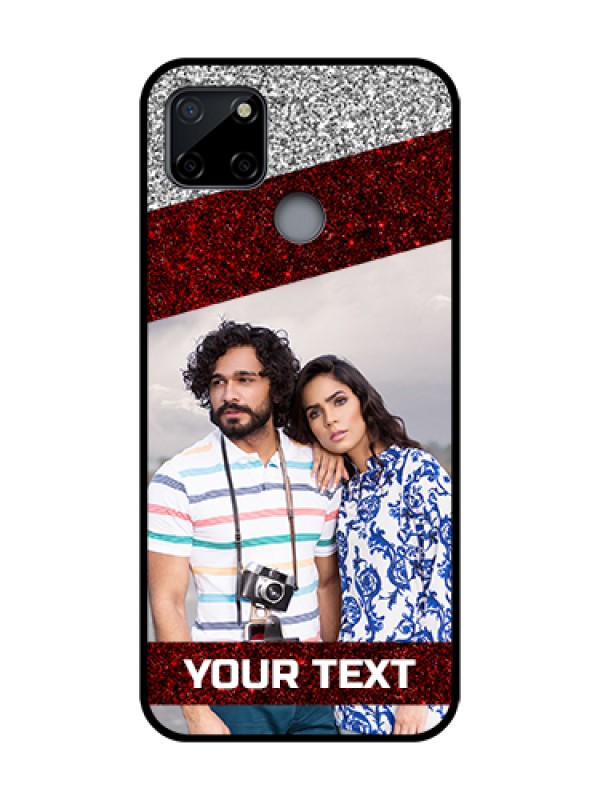 Custom Realme C12 Custom Metal Phone Case - Image Holder With Glitter Strip Design