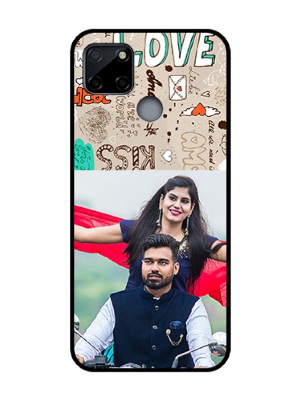 Custom Realme C12 Custom Metal Phone Case - Love Doodle Pattern