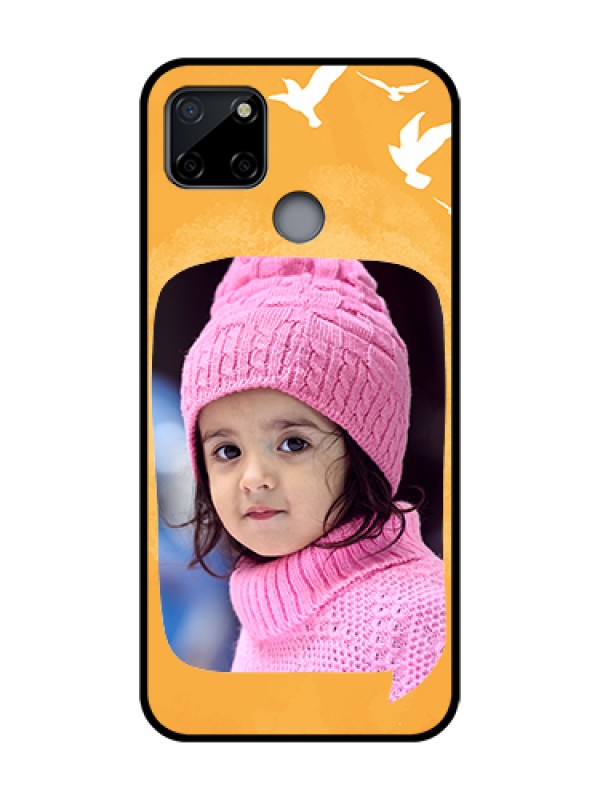 Custom Realme C12 Custom Metal Phone Case - Water Color Design With Bird Icons