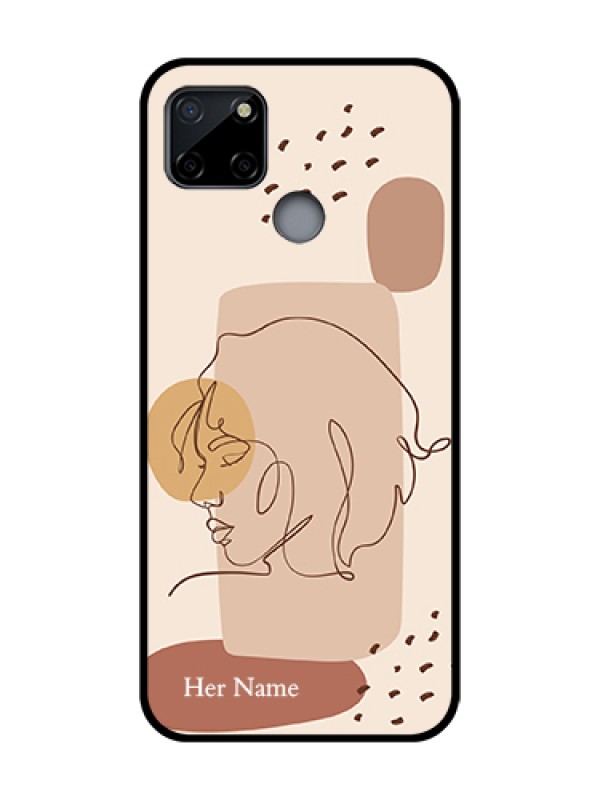 Custom Realme C12 Custom Metal Phone Case - Calm Woman Line Art Design